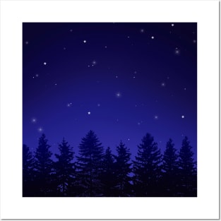 Night sky forest Posters and Art